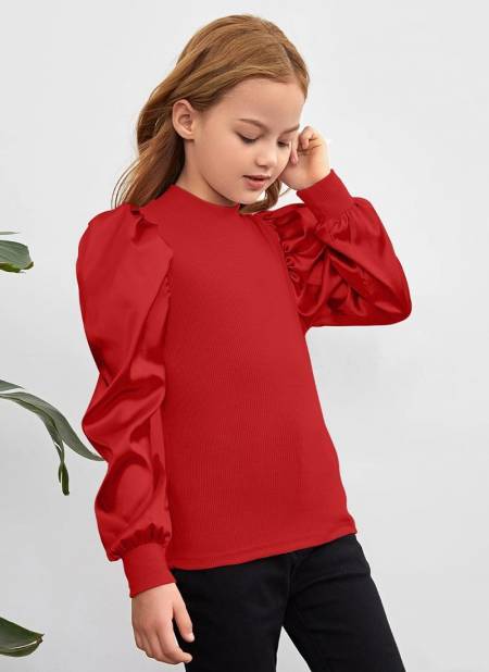 Red Colour Fancy Stylish Western Wear Lycra Top Girls Wear Collection TINA 04